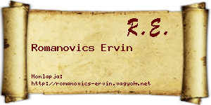 Romanovics Ervin névjegykártya
